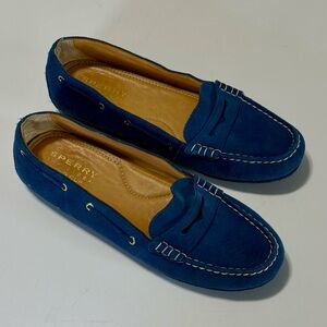 Women's Sperry Top-Sider Gold Cup Penny Driver Blue Suede, STS91202 Size 8